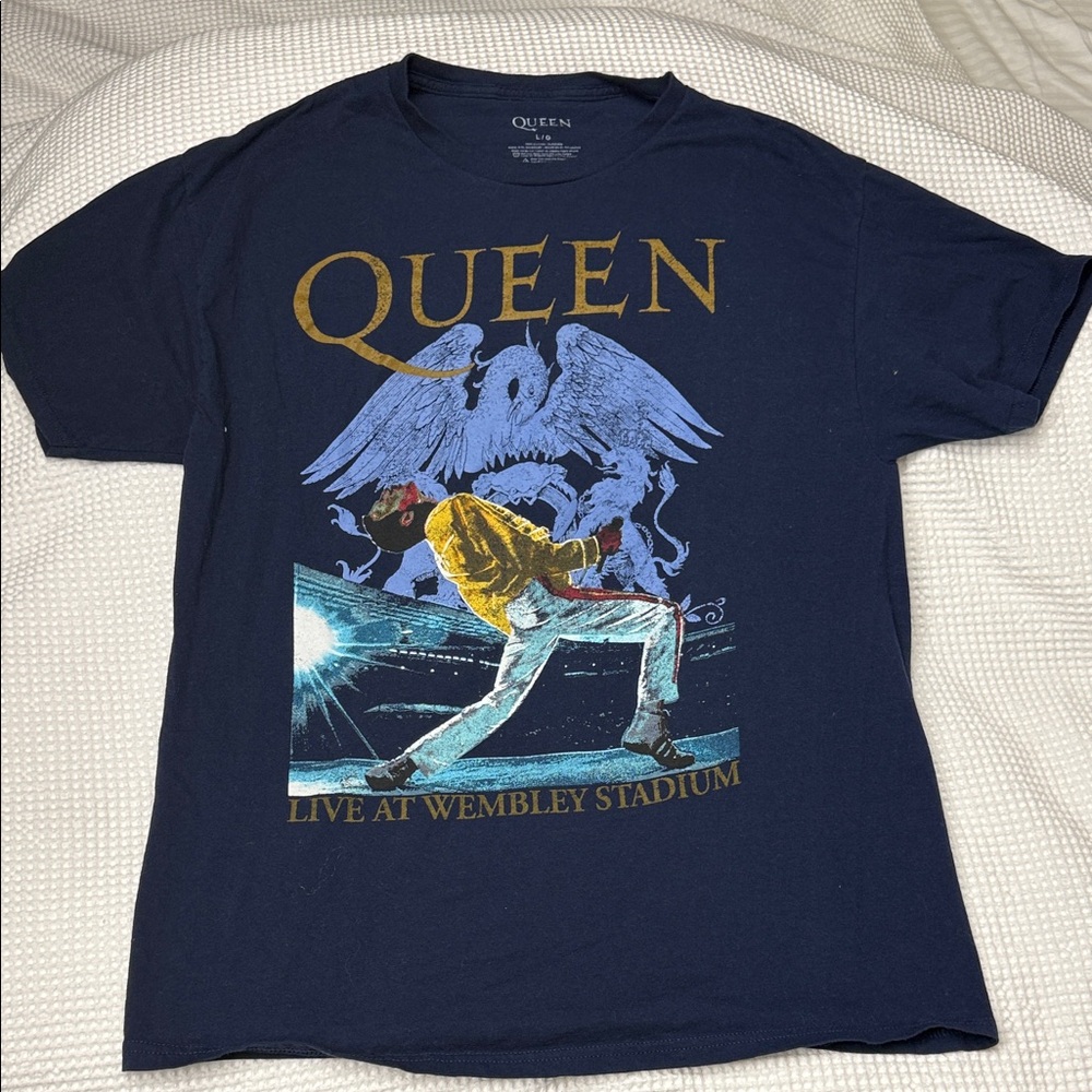 Dark Blue - Queen - Live at Wembley Stadium Graphic Tee - Large